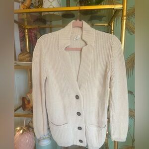 Lands' End Beachy Cream Button-Up Cardigan
